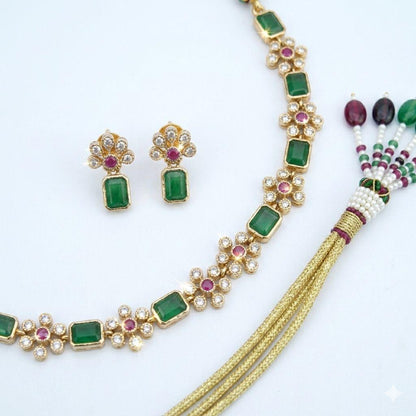 Emerald & Ruby Floral Radiance Necklace