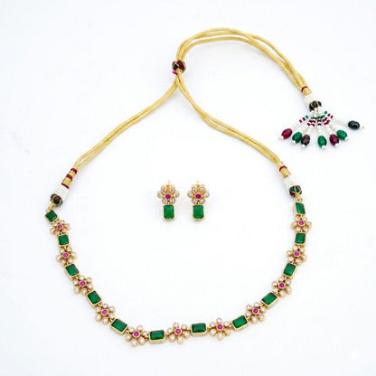 Emerald & Ruby Floral Radiance Necklace