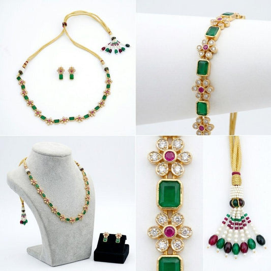 Emerald & Ruby Floral Radiance Necklace